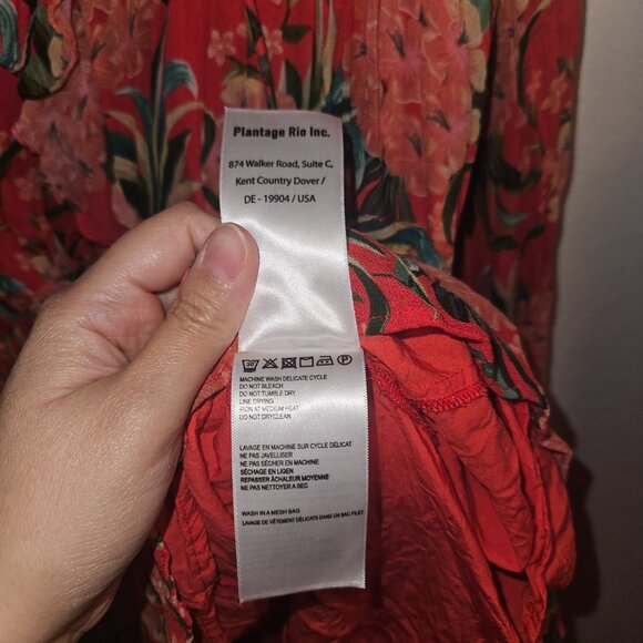 FARM RIO Red pineapple bloom v neck mini dress *flawed* - Picture 6 of 12